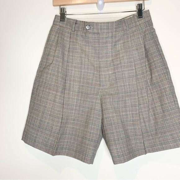 Vintage Fairway & Greene Italian Wool Plaid Modest High Waisted Golf Shorts - Picture 1 of 10